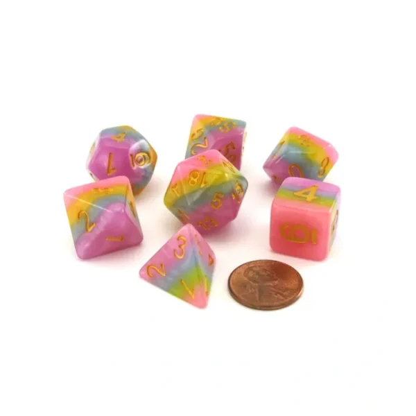 Polyhedral 7-Piece Layered Dice Set - Cotton Candy - Your Source for Gaming Essentials Shop