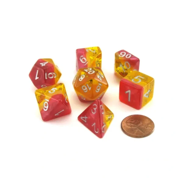 Polyhedral 7-Piece Layered Dice Set - Yellow Rose - Your Source for Gaming Essentials Cheap