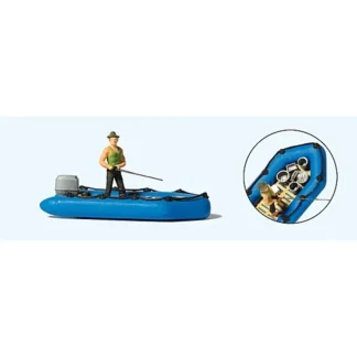 Trains | Preiser 10687 HO Blue Dinghy with Fisherman Figure - Your Source for Gaming Essentials