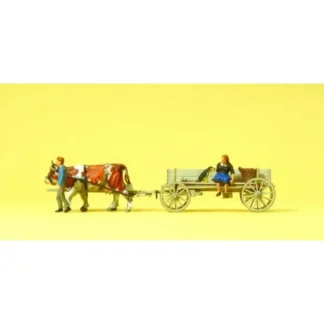 Trains | Preiser 30412 HO Farmers & Cows Figures with Farm Wagon - Your Source for Gaming Essentials