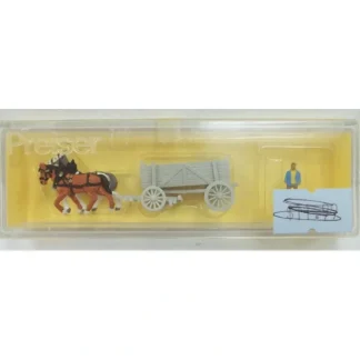 Trains | Preiser 79475 N Driver & Horses Figures with Box Wagon (Set of 3) - Your Source for Gaming Essentials