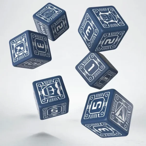 Q-Workshop Battletech House Steiner D6 16mm 6 Piece Dice Set - Blue with White - Your Source for Gaming Essentials Hot