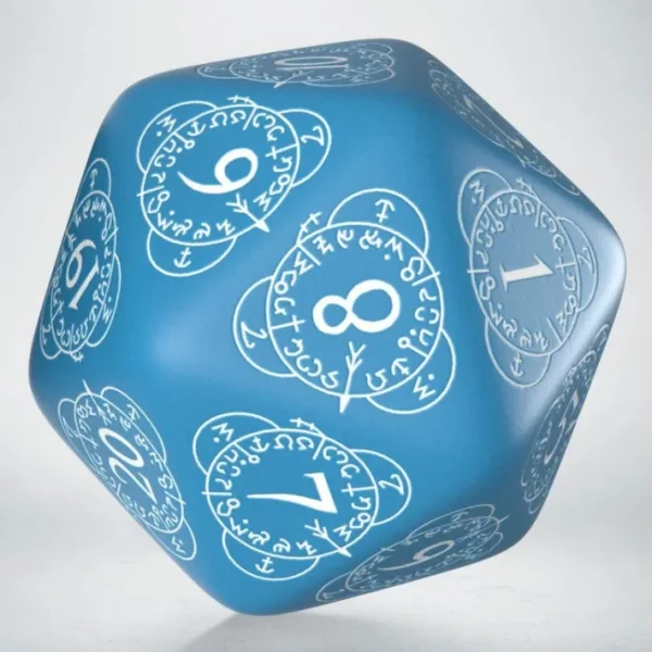Q-Workshop CG Level Counter D20 Dice - Blue with White Etches - Your Source for Gaming Essentials Online