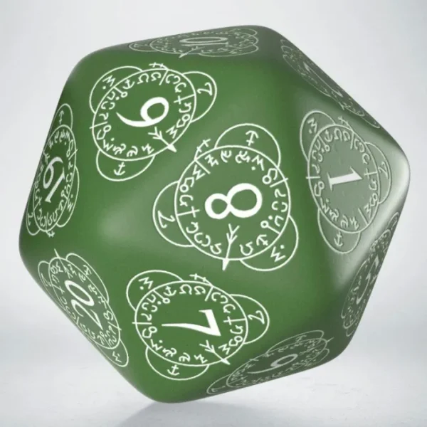 Q-Workshop CG Level Counter D20 Dice - Green with White Etches - Your Source for Gaming Essentials Hot