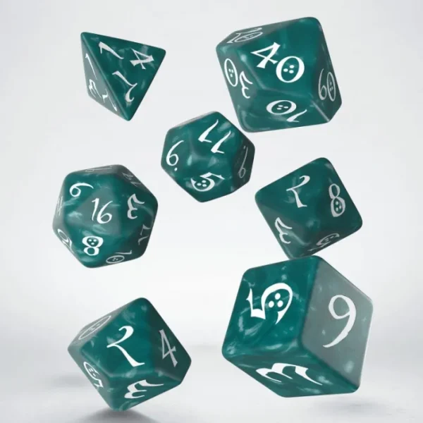 Q-Workshop Classic RPG Dice Set - Stormy with White (7 Pieces) - Your Source for Gaming Essentials Shop