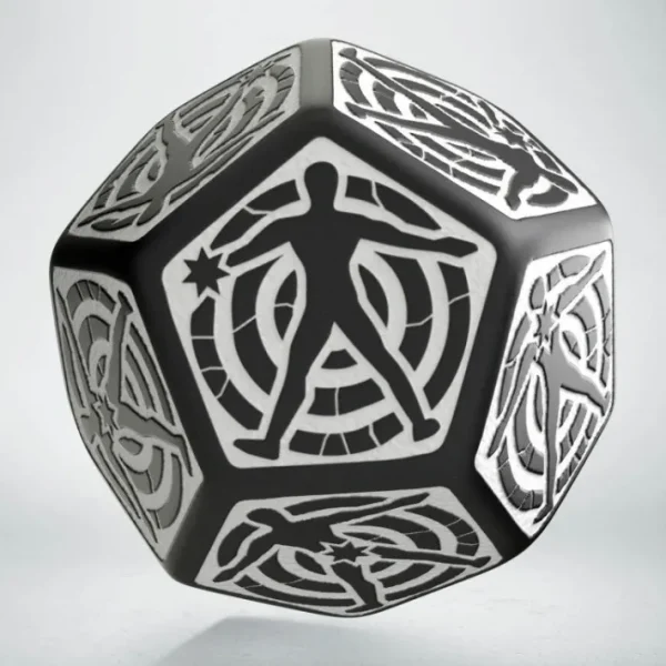 Q-Workshop D12 Hit Location Dice - Black with White (1 Die) - Your Source for Gaming Essentials Cheap