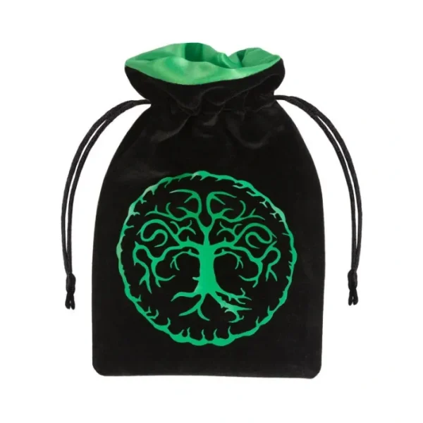 Q-Workshop Dice Bag - Forest Black and Green Velour - Your Source for Gaming Essentials Online