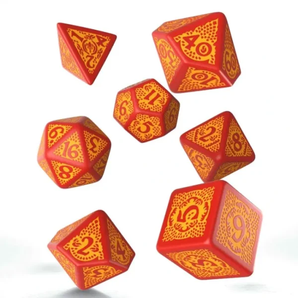 Q-Workshop Dragon Slayer Dice Set - Red with Orange Etches (7 Polyhedral Dice) - Your Source for Gaming Essentials Cheap