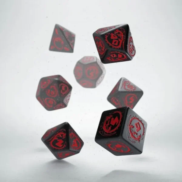 Q-Workshop Dragons Dice Set Black with Red Etches (7 Piece Set) - Your Source for Gaming Essentials Sale