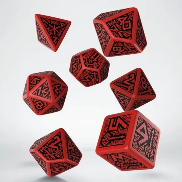 Q-Workshop Dwarven Dice Set Red with Black Etches (7 Piece Set) - Your Source for Gaming Essentials Best Sale