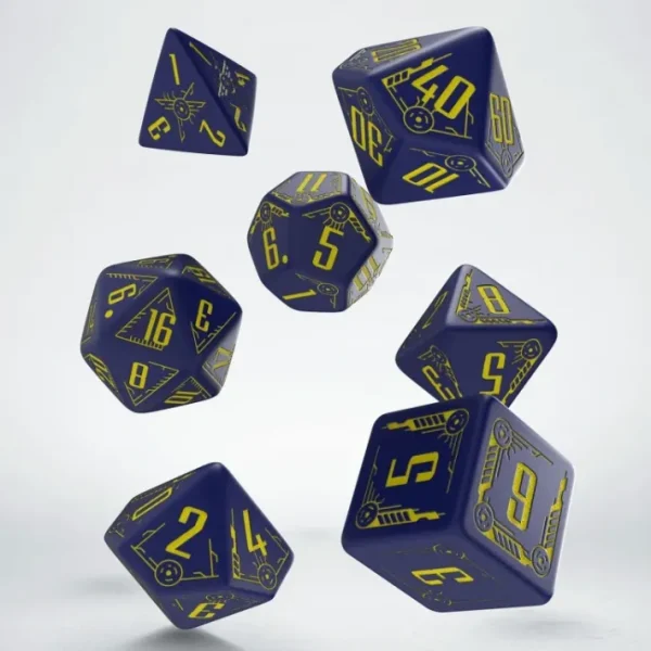 Q-Workshop Galactic Dice Set: Navy Blue with Yellow (7 Polyhedral Dice) - Your Source for Gaming Essentials Clearance