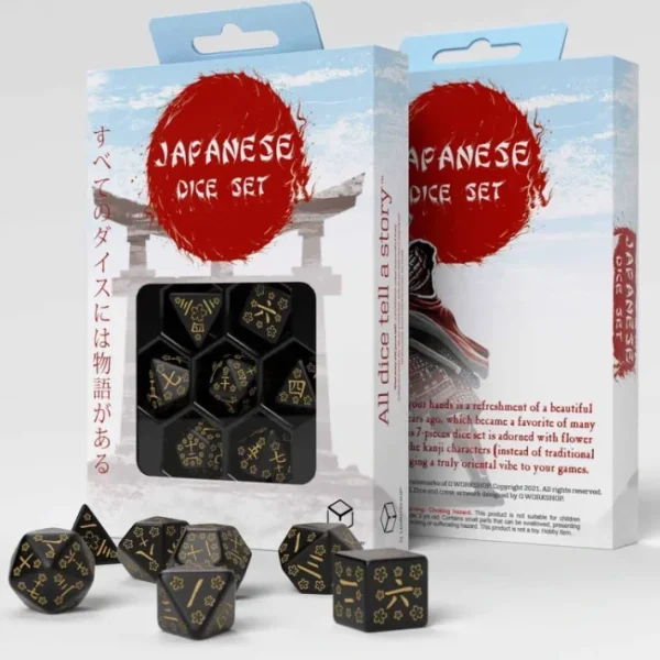 Q-Workshop Japanese Dice Set: Deep Night Firefly (7-Piece Polyhedral Set) - Your Source for Gaming Essentials Online