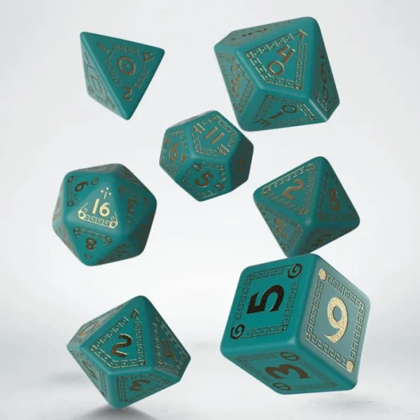 Q-Workshop RuneQuest Dice Set Turquoise with Gold (7 Pieces) - Your Source for Gaming Essentials Discount