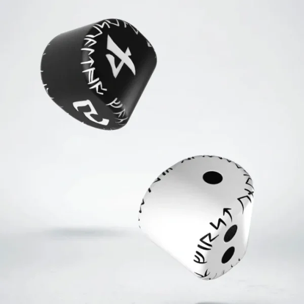 Q-Workshop Runic Unique Dice Set - 1 White/Black D2 + 1 Black/White D4 - Your Source for Gaming Essentials New