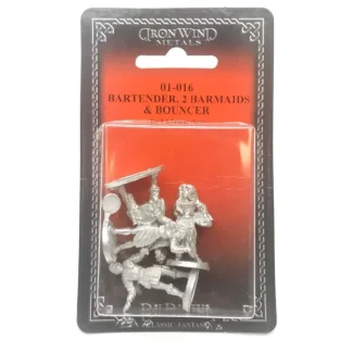 Ral Partha Bartender, Two Barmaids, and a Bouncer #01-016 Unpainted Metal Figure - Your Source for Gaming Essentials Online