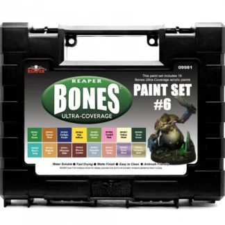 Reaper Miniatures #09981 MSP Bones Ultra-Coverage Paint Set #6 - 16 Bottles - Your Source for Gaming Essentials Clearance