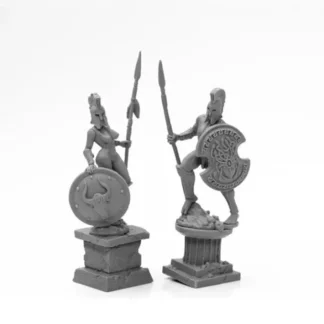 Reaper Miniatures Amazon and Spartan Living Statues (Bronze) #44126 Bones Black - Your Source for Gaming Essentials Shop
