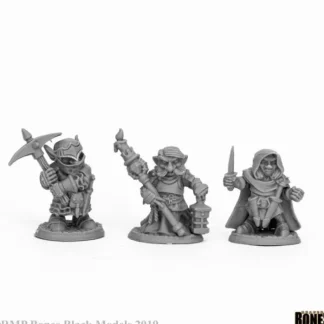 Reaper Miniatures Deep Gnome Warriors (3) #44060 Bones Black Unpainted Plastic - Your Source for Gaming Essentials Store