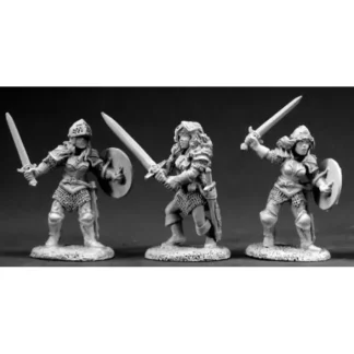 Reaper Miniatures Fighting Women (3 Pcs) #03327 Dark Heaven Unpainted Metal - Your Source for Gaming Essentials Sale