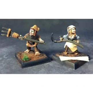 Reaper Miniatures Halfling Farmers 2 #03729 Dark Heaven Legends Unpainted Figure - Your Source for Gaming Essentials Hot