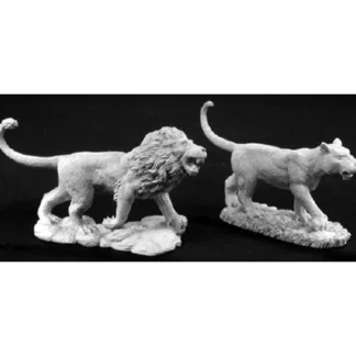 Reaper Miniatures Male & Female Lion #02776 Dark Heaven Legends Unpainted Metal - Your Source for Gaming Essentials Shop
