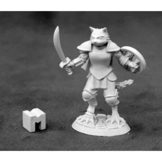 Reaper Miniatures Steelclaw, Catfolk Paladin #03928 Dark Heaven Unpainted Metal - Your Source for Gaming Essentials Cheap