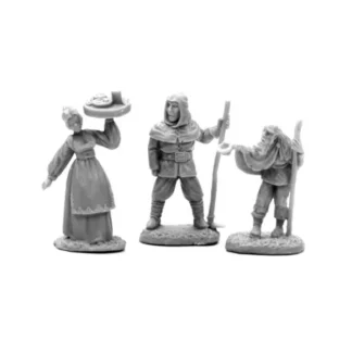 Reaper Miniatures Townsfolk I (3) #77665 Bones Unpainted Plastic Figure - Your Source for Gaming Essentials Fashion