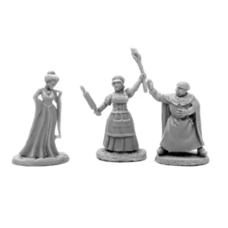 Reaper Miniatures Townsfolk II (3) #77666 Bones Unpainted Plastic Figure - Your Source for Gaming Essentials Online