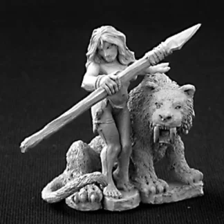 Reaper Miniatures Unpainted Jungle Girl w/ Sabre Tooth Tiger #03253 Dark Heaven - Your Source for Gaming Essentials Fashion