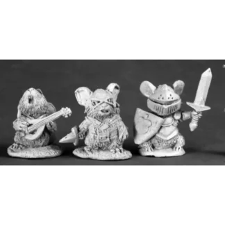 Reaper Miniatures Unpainted Mouslings 3P: Bard Thief Knight #03542 Dark Heaven - Your Source for Gaming Essentials Shop