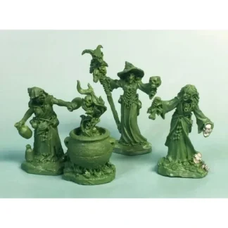 Reaper Miniatures Witch Coven (3) and Cauldron #04030 Unpainted Metal Figures - Your Source for Gaming Essentials Shop