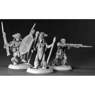 Reaper Miniatures Zulu Warriors (3) #50083 Chronoscope Metal D&D RPG Mini Figure - Your Source for Gaming Essentials Online