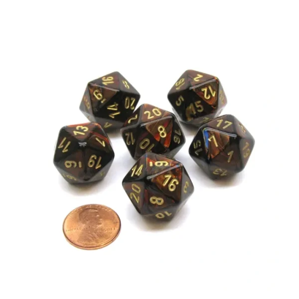 Scarab 20 Sided D20 Chessex Dice, 6 Pieces - Blue Blood with Gold Numbers - Your Source for Gaming Essentials Flash Sale
