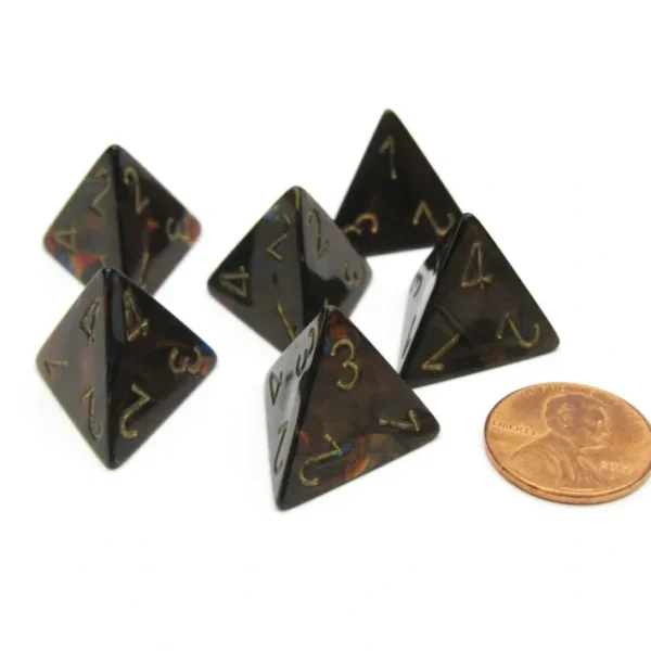 Scarab 18mm 4 Sided D4 Chessex Dice, 6 Pieces - Blue Blood with Gold - Your Source for Gaming Essentials Fashion