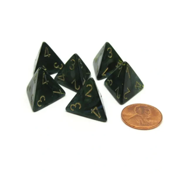 Scarab 18mm 4 Sided D4 Chessex Dice, 6 Pieces - Jade with Gold - Your Source for Gaming Essentials Flash Sale