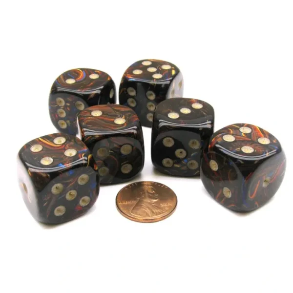 Scarab 20mm Big D6 Chessex Dice, 6 Pieces - Blue Blood with Gold Pips - Your Source for Gaming Essentials Online