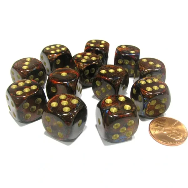Scarab 16mm D6 Chessex Dice Block (12 Dice) - Blue Blood with Gold Pips - Your Source for Gaming Essentials Hot