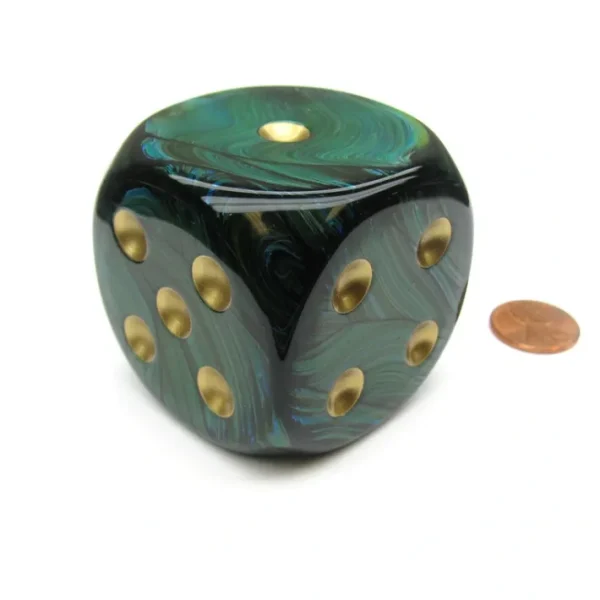 Scarab 50mm Huge Large D6 Chessex Dice, 1 Piece - Jade with Gold Pips - Your Source for Gaming Essentials Discount