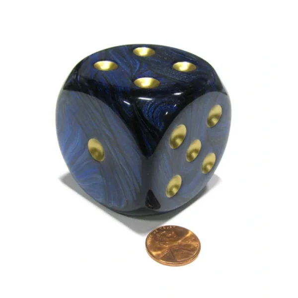 Scarab 50mm Huge Large D6 Chessex Dice, 1 Piece - Royal Blue with Gold Pips - Your Source for Gaming Essentials Cheap