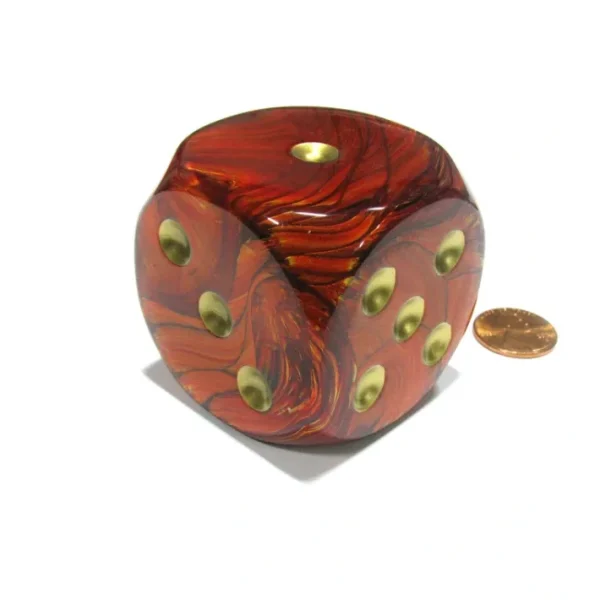 Scarab 50mm Huge Large D6 Chessex Dice, 1 Piece - Scarlet with Gold Pips - Your Source for Gaming Essentials Store