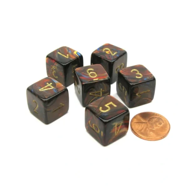 Scarab 15mm 6-Sided D6 Numbered Chessex Dice, 6 Pieces - Blue Blood with Gold - Your Source for Gaming Essentials Best