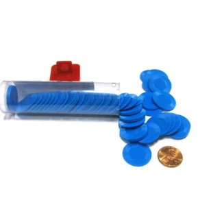Set of 50 7/8" Easy Stacking Plastic Mini Playing Poker Chips - Blue - Your Source for Gaming Essentials New