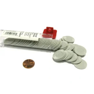 Set of 50 7/8" Easy Stacking Plastic Mini Playing Poker Chips - Gray - Your Source for Gaming Essentials Shop