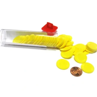 Set of 50 7/8" Easy Stacking Plastic Mini Playing Poker Chips - Yellow - Your Source for Gaming Essentials Cheap