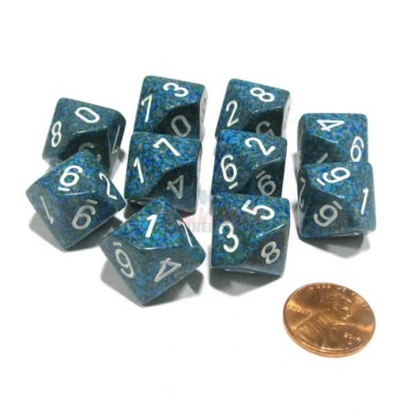 Set of 10 Chessex D10 Dice - Speckled Sea - Your Source for Gaming Essentials Fashion