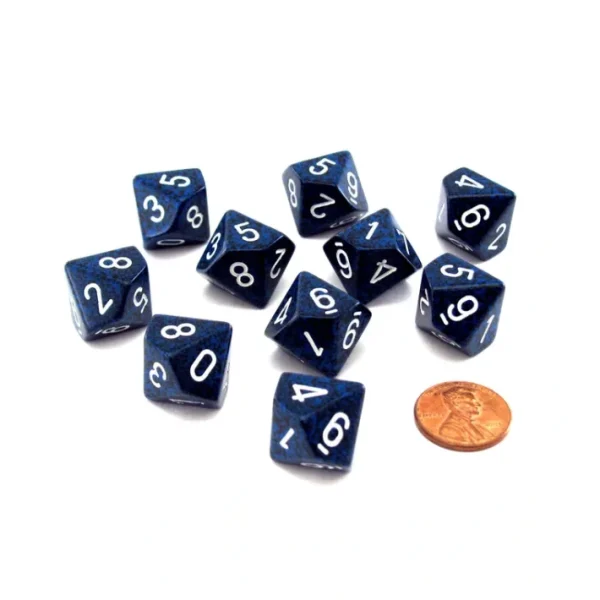 Set of 10 Chessex D10 Dice - Speckled Stealth - Your Source for Gaming Essentials Outlet