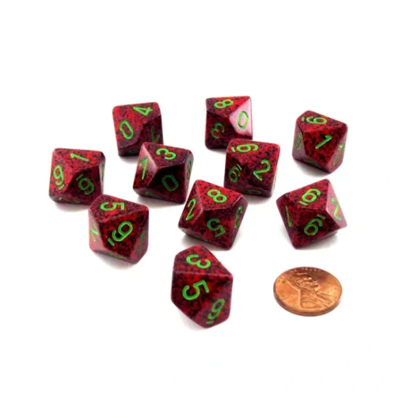 Set of 10 Chessex D10 Dice - Speckled Strawberry - Your Source for Gaming Essentials Flash Sale