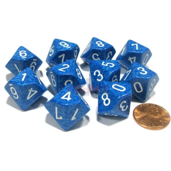 Set of 10 Chessex D10 Dice - Speckled Water - Your Source for Gaming Essentials Best Sale