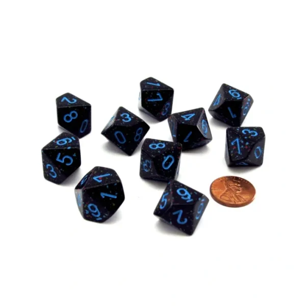 Set of 10 Chessex D10 Dice - Speckled Blue Stars - Your Source for Gaming Essentials Fashion
