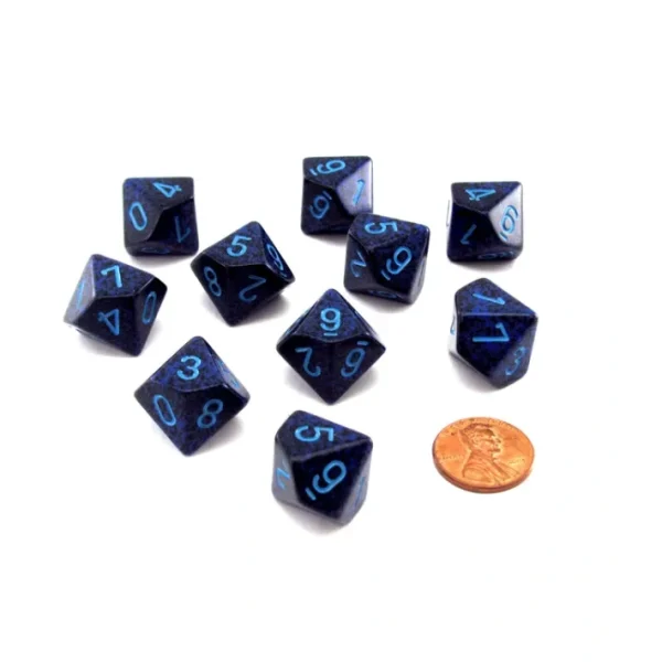 Set of 10 Chessex D10 Dice - Speckled Cobalt - Your Source for Gaming Essentials New